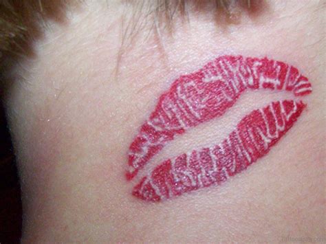 kiss lips tattoo|kiss mark tattoo on neck.